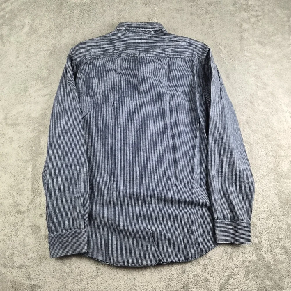 Banana Republic Mens Shirt XL Blue Striped Long Sleeve Modern Workwear Office